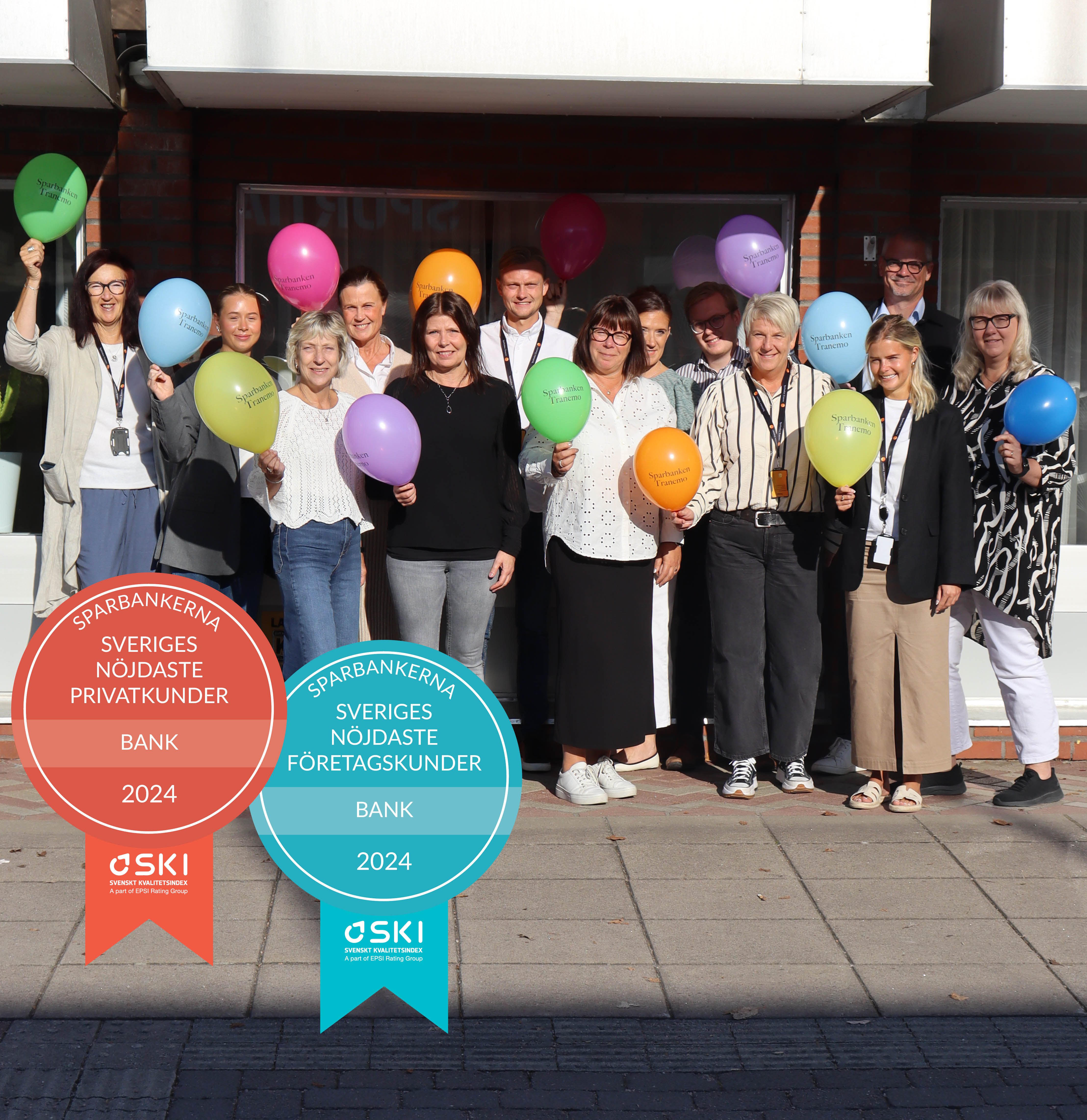 A group of people celebrating with balloons